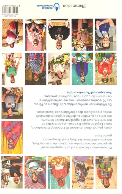 Dos de couverture de "La cuisine en partage", un livre de recettes de Sonia Ezgulian vendu au profit de Handicap International